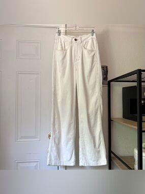 MUNDAKA white‎ organic cotton corduroy wide leg trousers pants